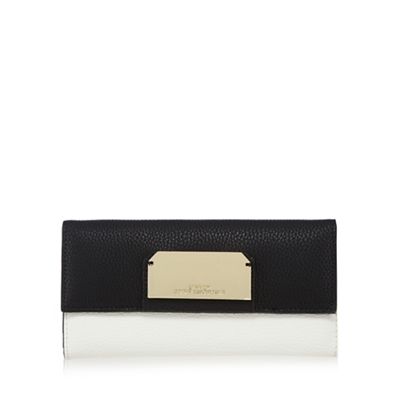 Black textured flap-over wallet